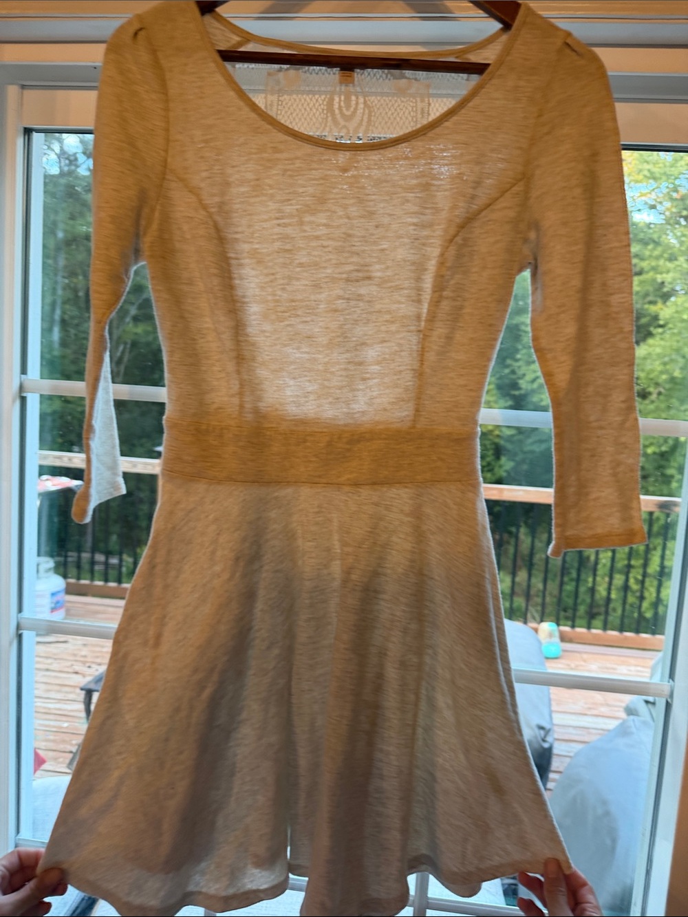 Guess Cream Long-Sleeve Scoop Neck Fit & Flare Dress